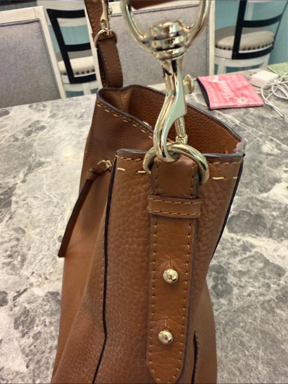 Loxwood Paris Cognac Pebbled Leather Shoulder Bag
